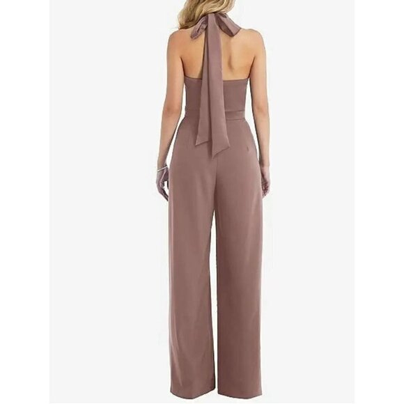 New After Six Size 12R Sienna High-Neck Halter Open-Back Jumpsuit *Stains* - Picture 2 of 16